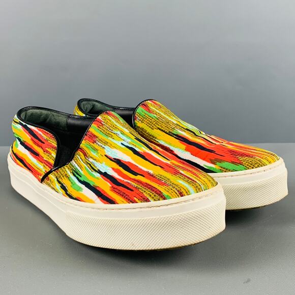 CELINE Size 6 Multi-Color Fabric Stripe Slip On Sneakers - Picture 1 of 8
